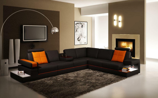Leather sofa couch living landscape corner sofa corner modern suite design decor