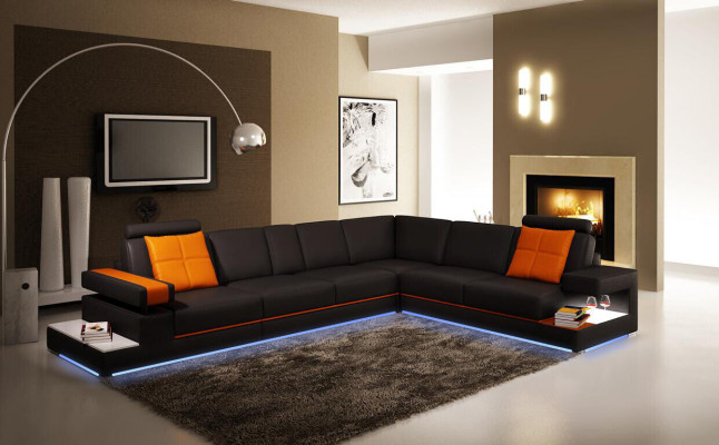 Leather sofa couch living landscape corner sofa corner modern suite design decor