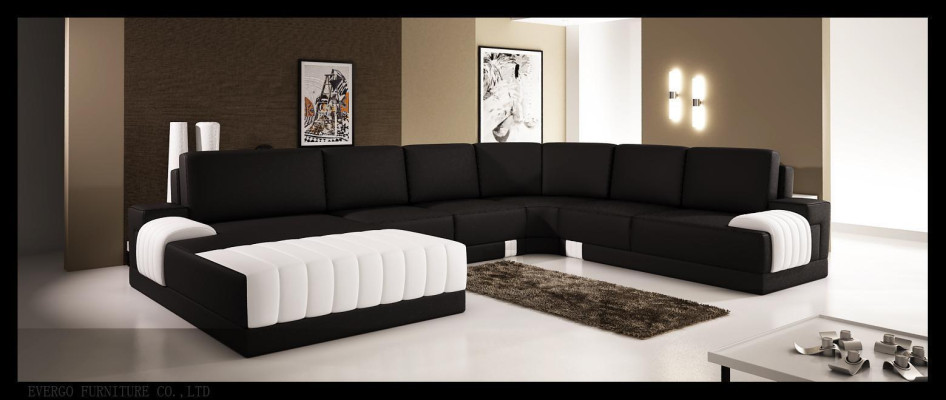 Upholstery Leather Sofa Sofa Couch Upholstery Corner Seat Suite U-shape XXL Big