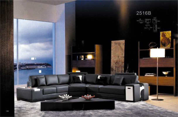 Leather sofa Couch Living landscape Corner sofa Corner Suite Design Modern