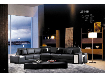 Leather sofa Couch Living landscape Corner sofa Corner Suite Design Modern