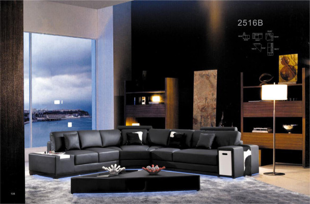 Leather sofa Couch Living landscape Corner sofa Corner Suite Design Modern