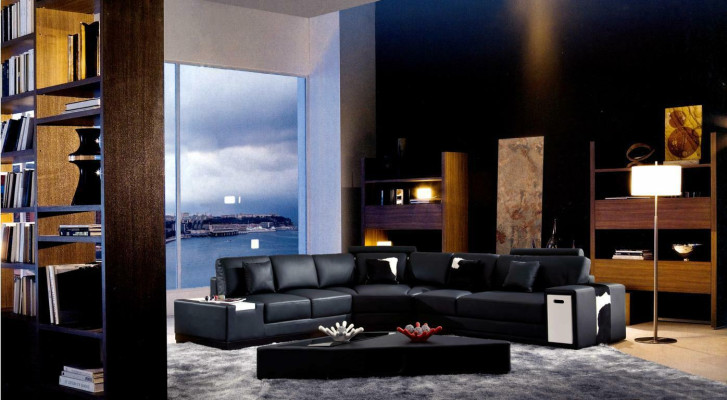 Leather sofa Couch Living landscape Corner sofa Corner Suite Design Modern