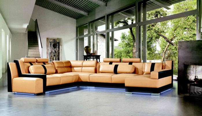 XXL U-shape Leather Living landscape Couch Upholstery Seat Corner sofa Sofa Large Suite