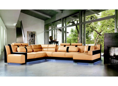 XXL U-shape Leather Living landscape Couch Upholstery Seat Corner sofa Sofa Large Suite