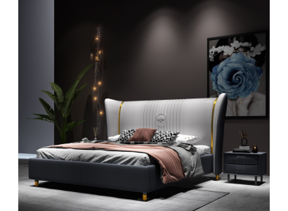 Designer Double bed Bed Hotel Luxury Bedroom 150/180x200cm Leather