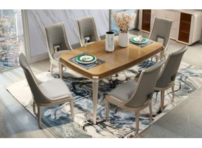 Chair Set Living room Suite Solid wood Upholstery Dining room 4x Chairs Group