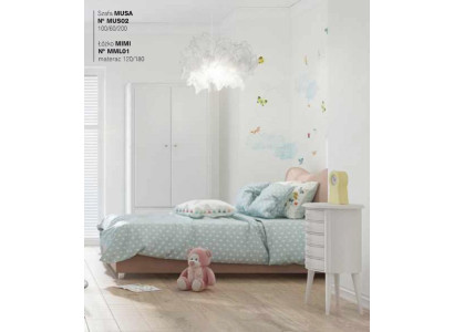 Childrens room Childrens bed Bed Bedside table Wardrobe Wood Furniture White Set 3pcs