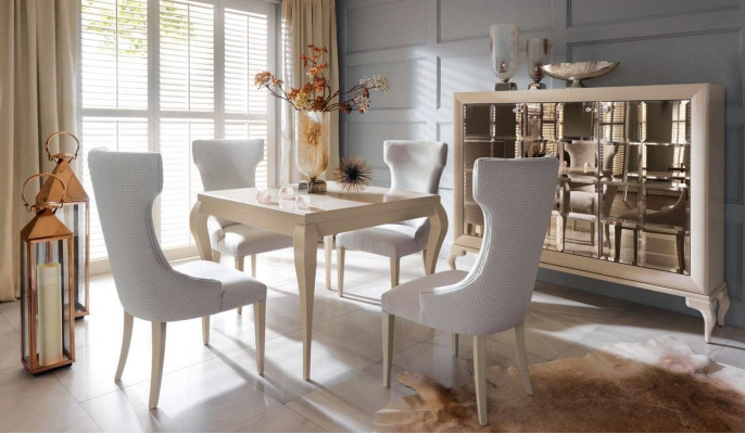 Luxury Dining room Dining table Chair Dining set Dinette Chairs Luxury White Set 5pcs