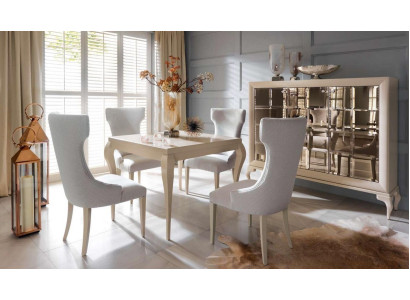 Luxury Dining room Dining table Chair Dining set Dinette Chairs Luxury White Set 5pcs