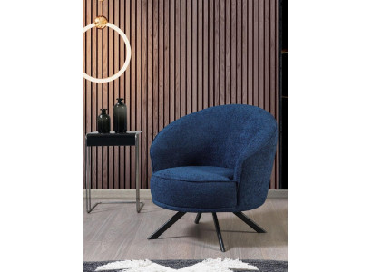 Armchair Luxury Single Seater Couch Textile Sofa Upholstered furniture Coucher BlaFabric  Textile