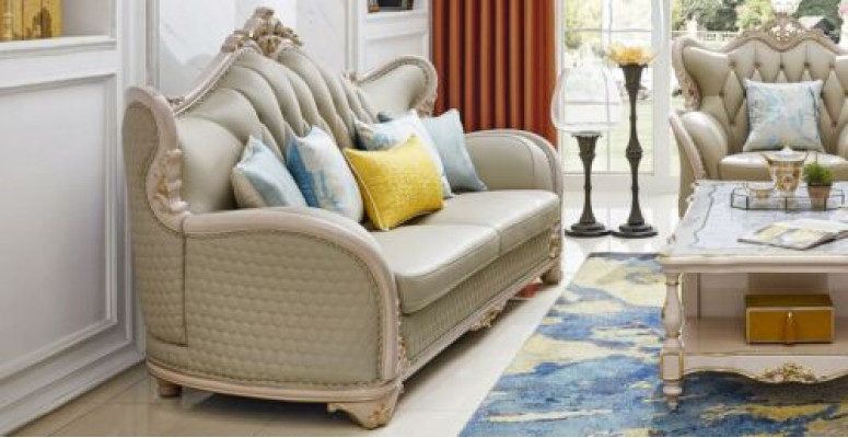 Design Upholstery Leather Sofa Sofas Three Seater 3 Seater Living room Couches Solid wood