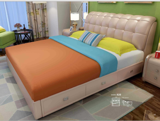 Bed Upholstery Design Luxury Decorative Double Hotel Beds Marriage Sleep Room Leather