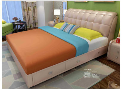Bed Upholstery Design Luxury Decorative Double Hotel Beds Marriage Sleep Room Leather