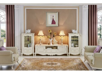 Classic Baroque Suite Furniture Wall Unit Solid wood Sideboard Display case 3pcs