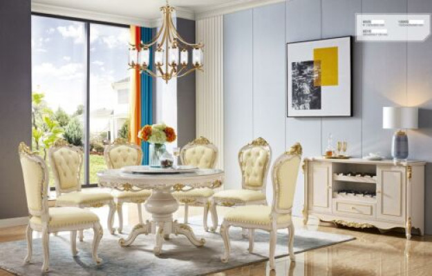 Classic White -Beige Chesterfield Chairs Stylish Dining room Chairs 6pcs.