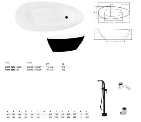 Black LUXURY Design Freestanding Bathtub Tub Bathroom Bathtubs