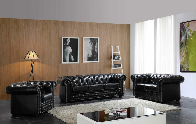 Chesterfield Leather Sofa Sofa Couch Upholstery Seat Set Upholstery Suite 3+2 Seater