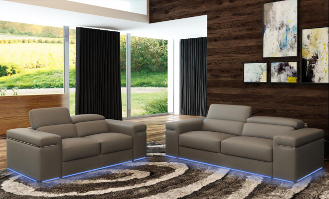 Adjustable Leather Couch Seat Upholstery Living room Set Leather Suite Sofa Couch 3+2+1