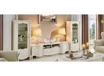 Design Display case Sideboard 2x Wardrobe TV cabinet Wall unit Sideboard 3 pcs. Solid wood