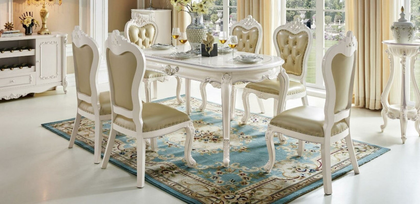 Classic s Living room Set 6x Baroque Lehn Upholstery Chairs Armchair Solid wood
