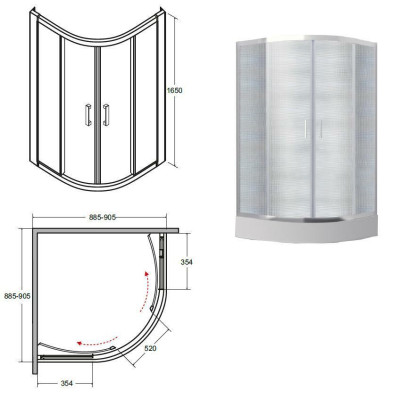 Shower cubicle quarter circle corner shower shower enclosure glass round shower