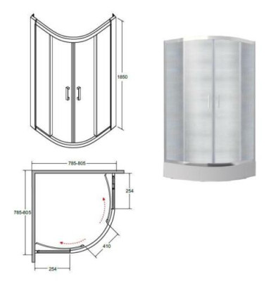 Exclusive shower cubicle quarter circle corner shower shower enclosure glass