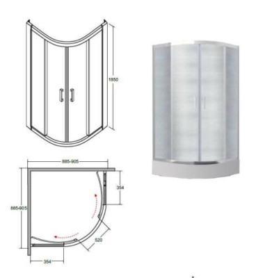 Exclusive shower cubicle quarter circle corner shower shower enclosure glass