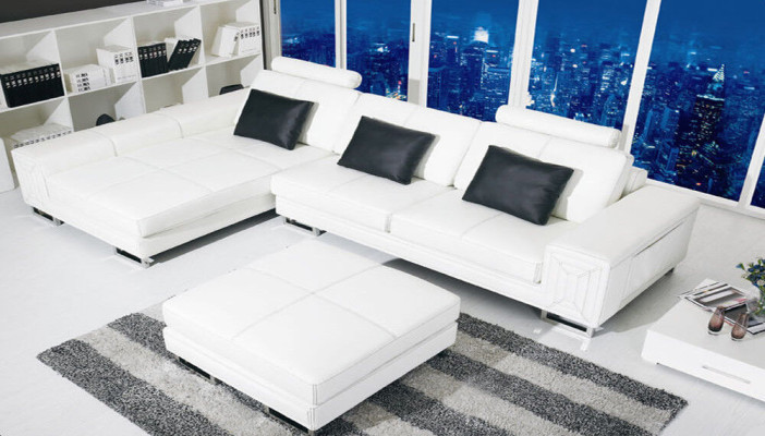 Corner sofa Sofa Couch Upholstery Leather sofa with Shelf Seat Couch set Corner GenovaS