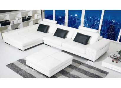 Corner sofa Sofa Couch Upholstery Leather sofa with Shelf Seat Couch set Corner GenovaS