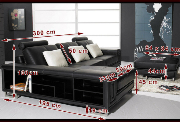 Corner sofa Sofa Couch Upholstery Leather sofa with Shelf Seat Couch set Corner GenovaS