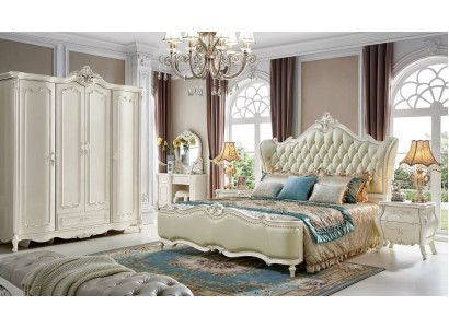Luxury Bed 2x Bedside table Bedroom Sets Classic r Furniture 3pcs Solid wood