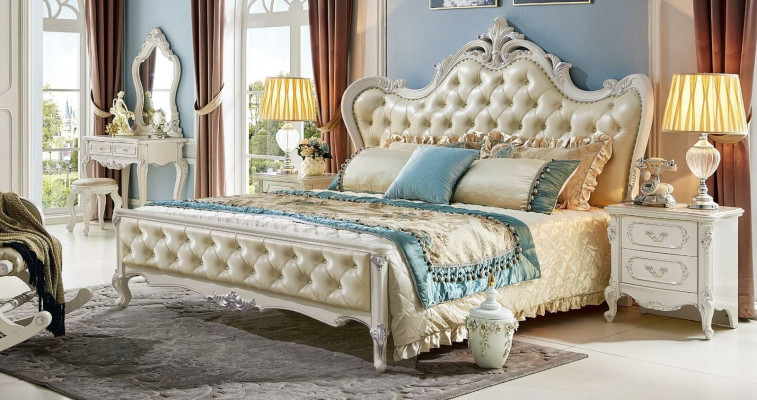 Classic s Double bed Baroque Hotel Beds Upholstered bed Chesterfield Solid wood