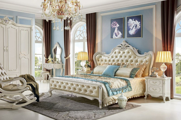 Classic s Double bed Baroque Hotel Beds Upholstered bed Chesterfield Solid wood