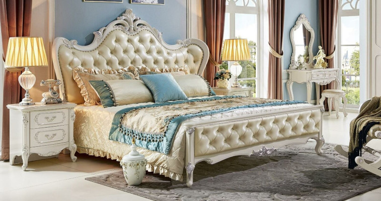Classic s Double bed Baroque Hotel Beds Upholstered bed Chesterfield Solid wood