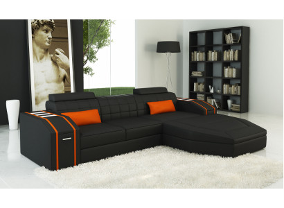 Illuminated Living room Leather Sofa Sofa Corner Couch Living landscape Big