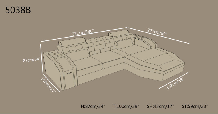 Illuminated Living room Leather Sofa Sofa Corner Couch Living landscape Big