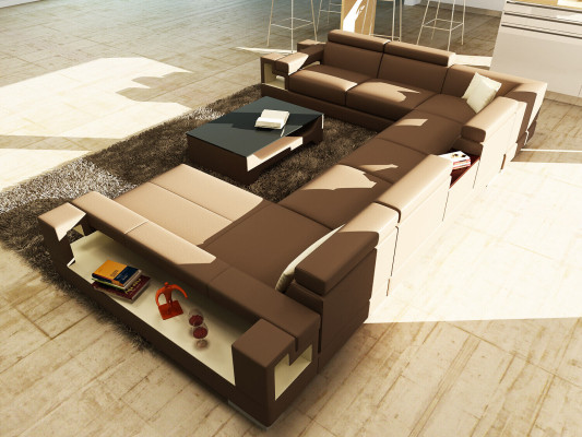 XXL Big Living landscape Leather Sofa Sofa Couch Upholstery Sofas Suite