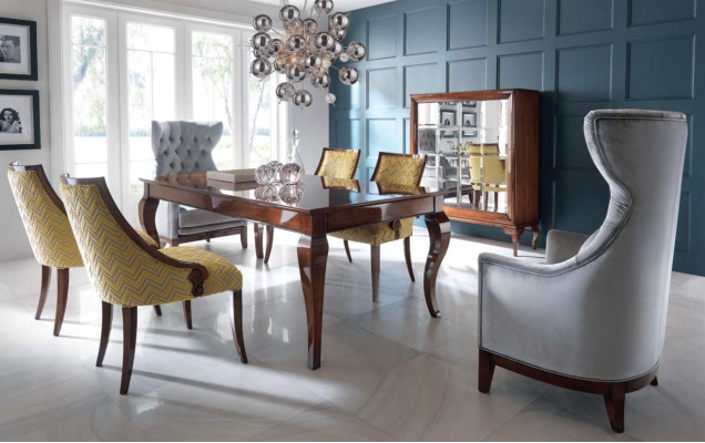 High gloss Table Dining room table Tables Dining table Brown Luxury Dining room Wood new