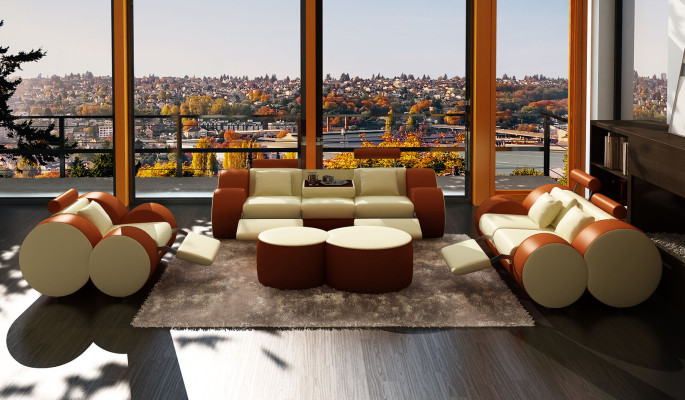 Designer Upholstery Sofa Set Set XXL Leather Sofa Couch 3+2+1 Modern Sofa Sofas