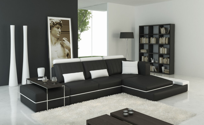 Modern Living room Corner sofa Couch Upholstery Corner Leather Sofa Suite L-shape