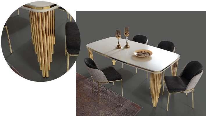 Dining set luxury dining table 4x chairs dining set table stainless steel complete set 5 pieces