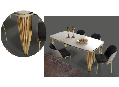 Dining set luxury dining table 4x chairs dining set table stainless steel complete set 5 pieces