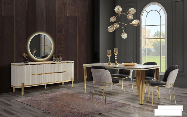 Dining set luxury dining table 4x chairs dining set table stainless steel complete set 5 pieces