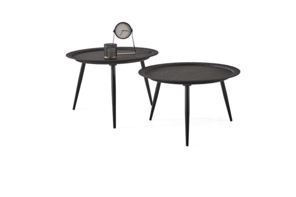 Designer set of 2 round coffee tables for the living room in premium quality