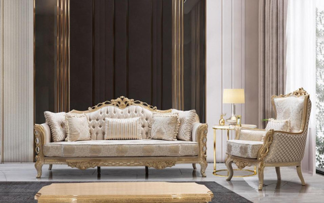 Chesterfield Baroque Couch Classic Living room Furniture Complete Set 5pcs