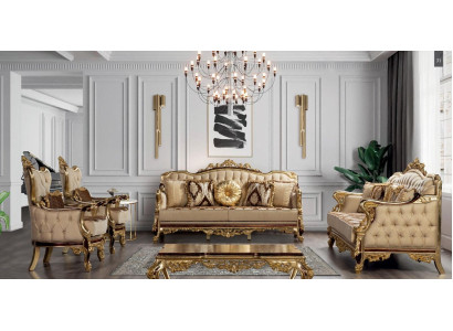 Classic Sofa Set Coffee table Armchair Couch 5pc Chesterfield Furniture