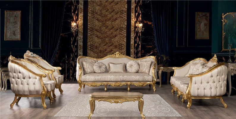 Couch Classic Luxury Living room Sofa set 3+3+1+1 Seater Coffee table