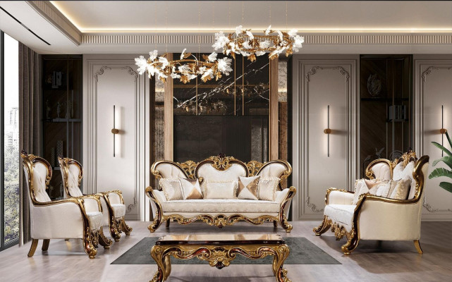 Luxury sofa set baroque rococo sofa set 3+3+1+1 coffee table