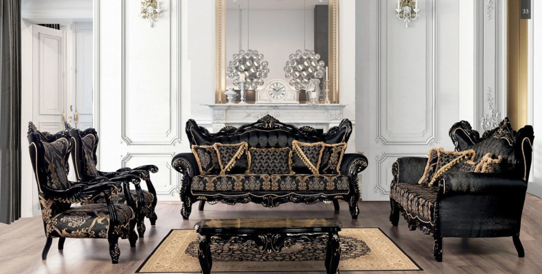 Sofa Set 3+3+1+1 Seater Coffee table Living room Luxury Black Sofa set new